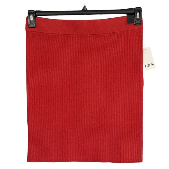 Bar III X-Large Mini Sweater Skirt Stretch Elastic Waist Terra Cotta New - Picture 1 of 5